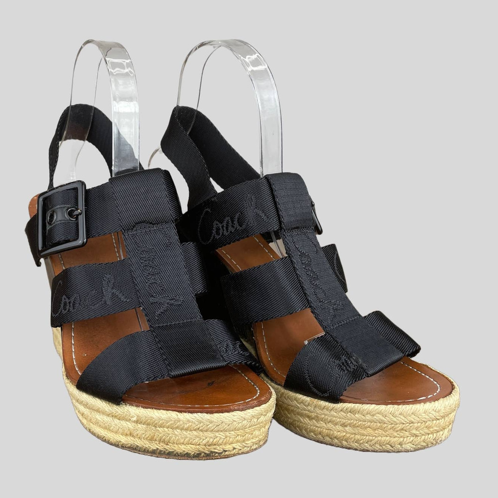 Coach Maryanne Logo Platform Espadrille Wedge Heel Size 9 B